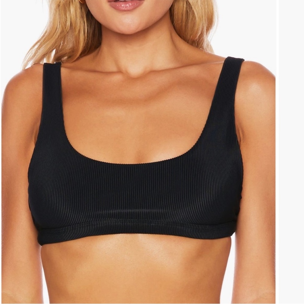 Beach Riot Peyton Ribbed Black Bikini Top Size S